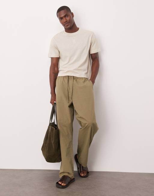ASOS DESIGN cropped relaxed linen mix t-shirt with food graphic in cream