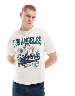 ASOS DESIGN ASOS DESIGN cropped relaxed t-shirt in off white with Los Angeles front print