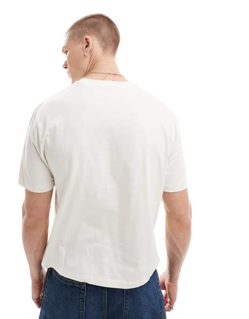 ASOS DESIGN cropped relaxed t-shirt in off white with Los Angeles front print