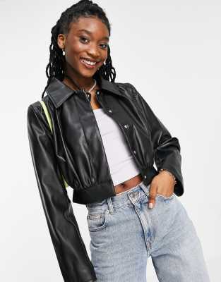 asos cropped leather jacket