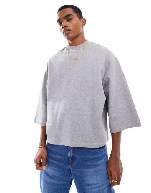 ASOS DESIGN - Cropped schoenen met brede pasvorm met wijde mouwen en pasvorm in gemêleerd grijs