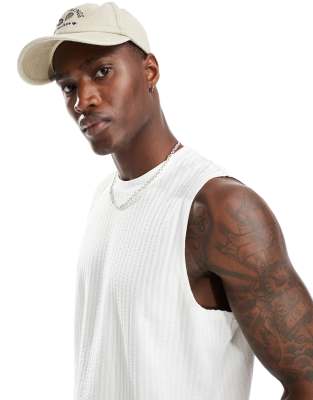 Asos Design Cropped Seersucker Tank In White