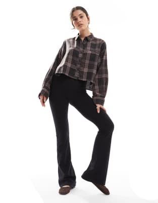 Asos Design Cropped Shirt In Brown