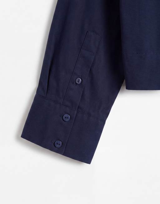 ASOS DESIGN cropped shirt in navy, 9 of 9