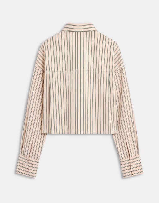 ASOS DESIGN cropped shirt in stone stripes, 7 of 7
