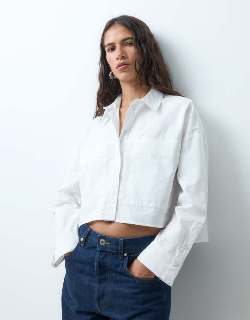 ASOS DESIGN cropped shirt in white, 2 of 5