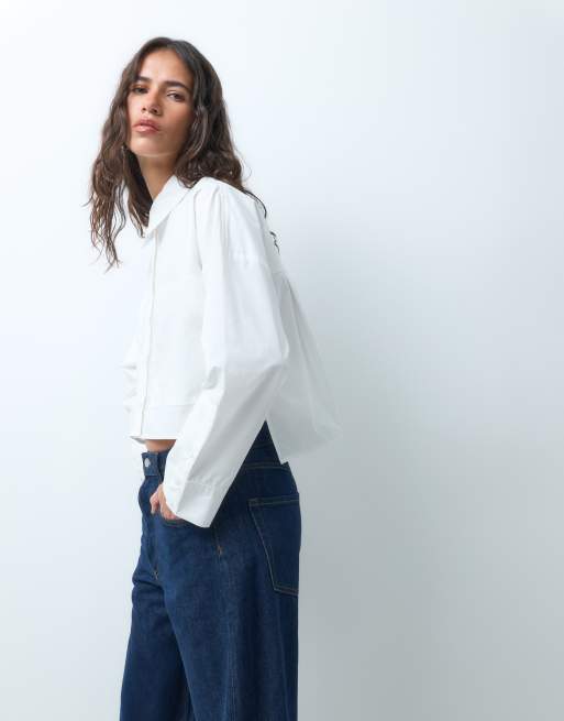 ASOS DESIGN cropped shirt in white, 5 of 5