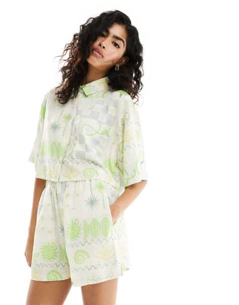 ASOS DESIGN cropped shirt with layered print - view 1