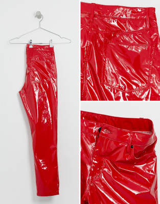 red leather look jeans