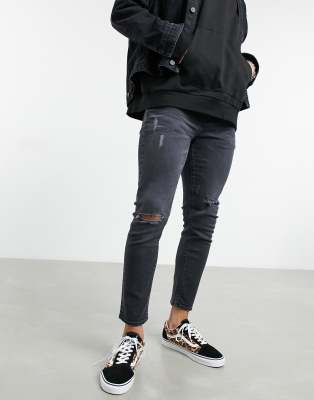 asos black ripped jeans mens