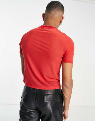 Asos Design Cropped Skinny T-shirt In Red