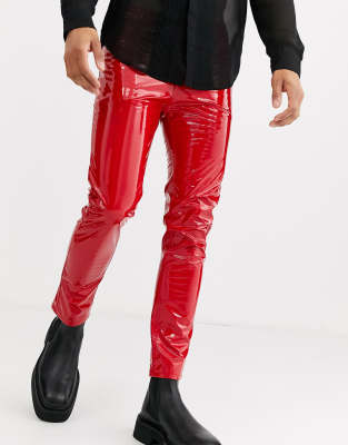 red vinyl jeans