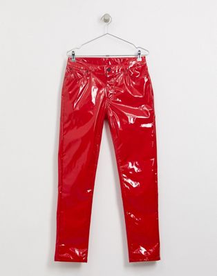 ASOS Vinyl leggings in Red