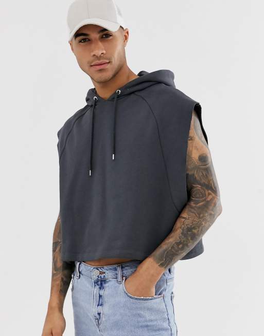 Cropped sleeveless outlet hoodie