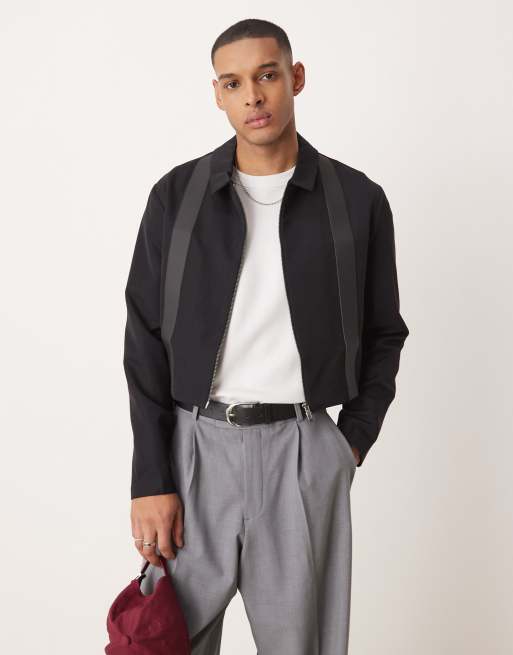 ASOS DESIGN - Cropped smal net harrington jack van afwerking van PU in zwart, deel van co-ord set