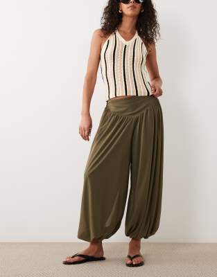 Asos Design Cropped Soft Balloon Pants With Deep Waistband In Animal Print