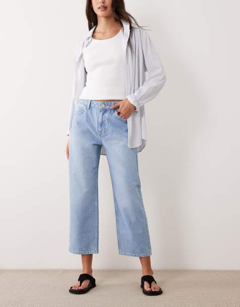 ASOS DESIGN cropped straight jeans in bleach wash - view 1
