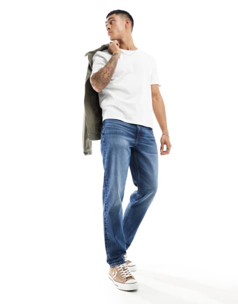 ASOS DESIGN cropped straight leg jeans in vintage blue wash - view 1