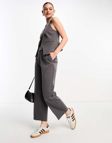 ASOS DESIGN wide leg trouser in grey