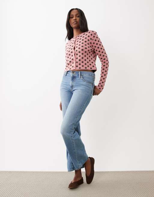 ASOS DESIGN – Cropped-Strickjacke in Rosa mit Polka Dots, 3 von 4