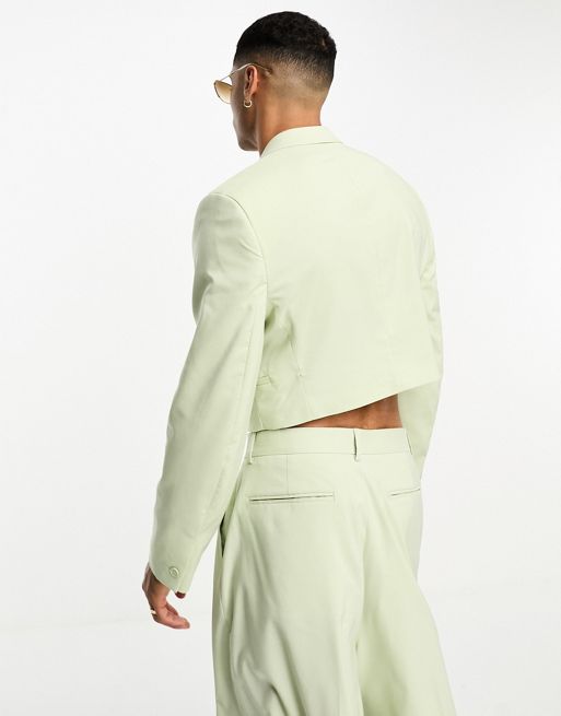 Plt Sport Pale Green Contrast Jacquard Crop Jacket