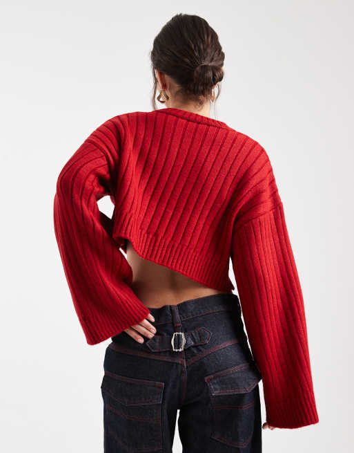 ASOS DESIGN cropped sweater with wide rib knit