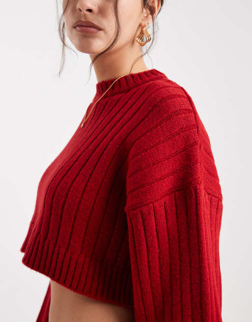 ASOS DESIGN cropped sweater with wide rib knit