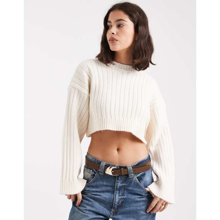 ASOS DESIGN cropped sweater with wide rib knit | ASOS