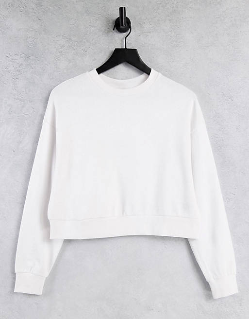 ASOS DESIGN cropped sweatshirt in white | ASOS