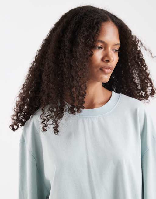 ASOS DESIGN - Cropped T-shirt i forvasket blå med firkantet pasform, 4 af 4