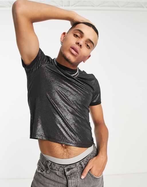 ASOS Regular Fit Silver Sequin Shirt in Metallic for Men