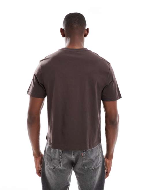 ASOS DESIGN cropped t-shirt with text graphic in brown, 3 of 4