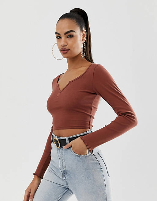 ASOS DESIGN Cropped top bruin casual uitstraling Mode Tops Cropped tops 