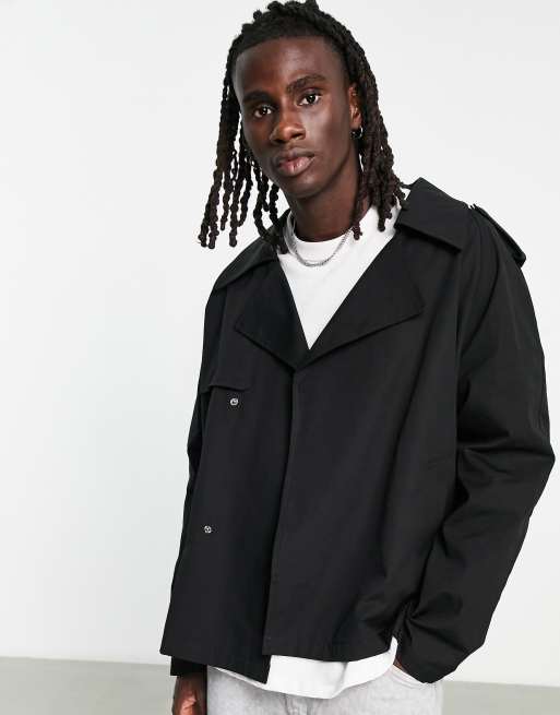 ASOS DESIGN cropped trench coat in black | ASOS