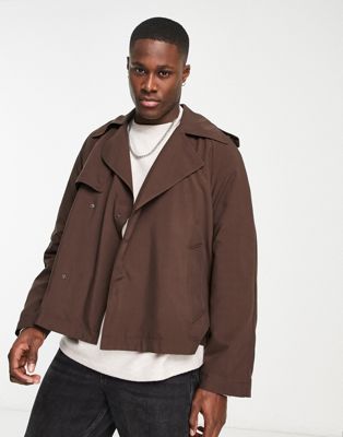 ASOS DESIGN cropped trench coat in brown