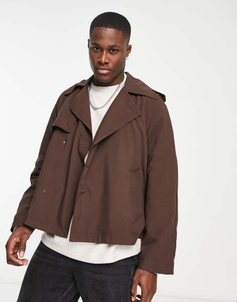 Short trench 2024 jacket mens