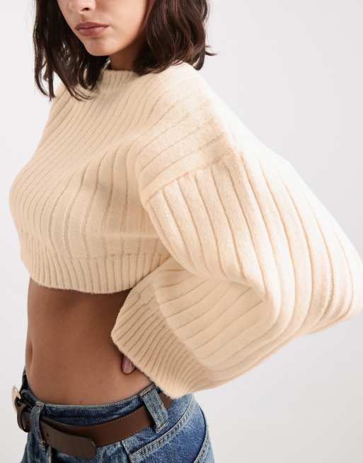 ASOS DESIGN - Cropped trøje i bred ribstrik, 4 af 4
