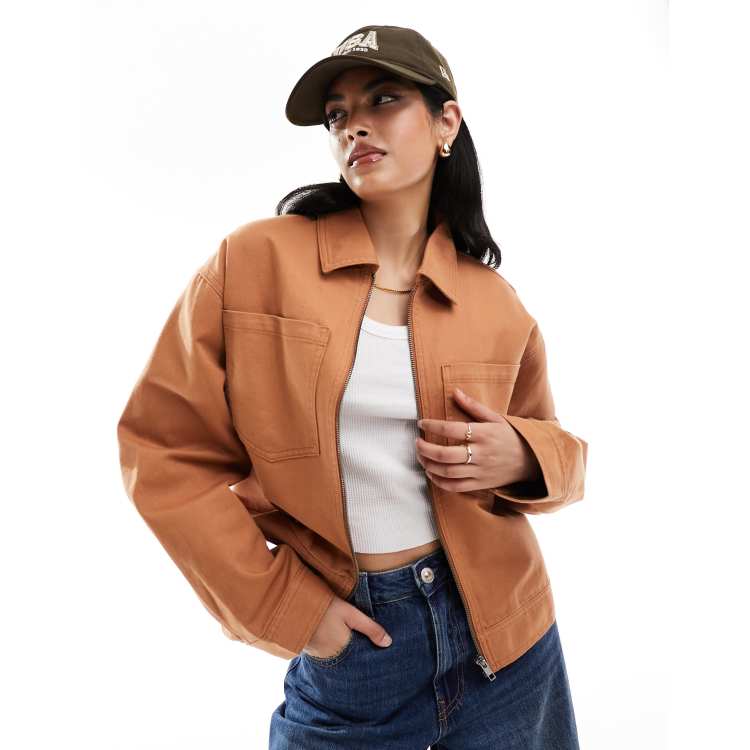 Cropped twill jacket hotsell