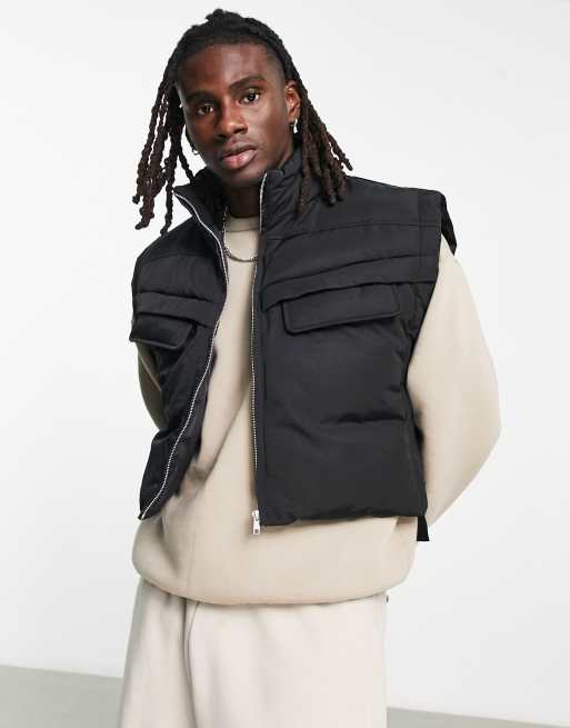 ASOS DESIGN - Cropped utility-gilet in zwart