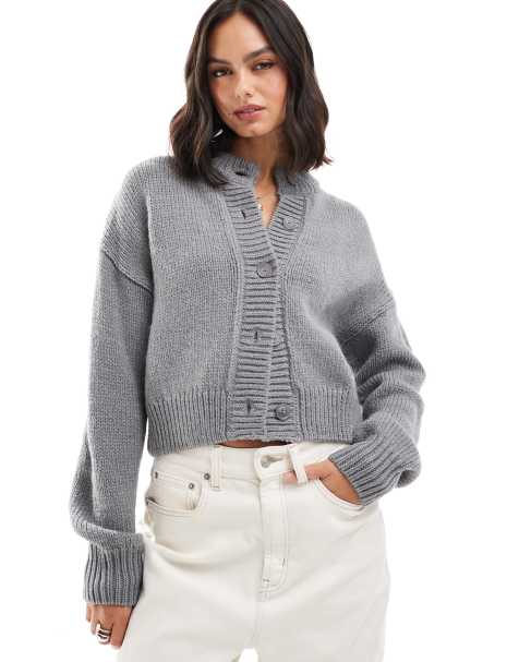 ASOS DESIGN - Cropped vest met ronde hals in grijs - view 1