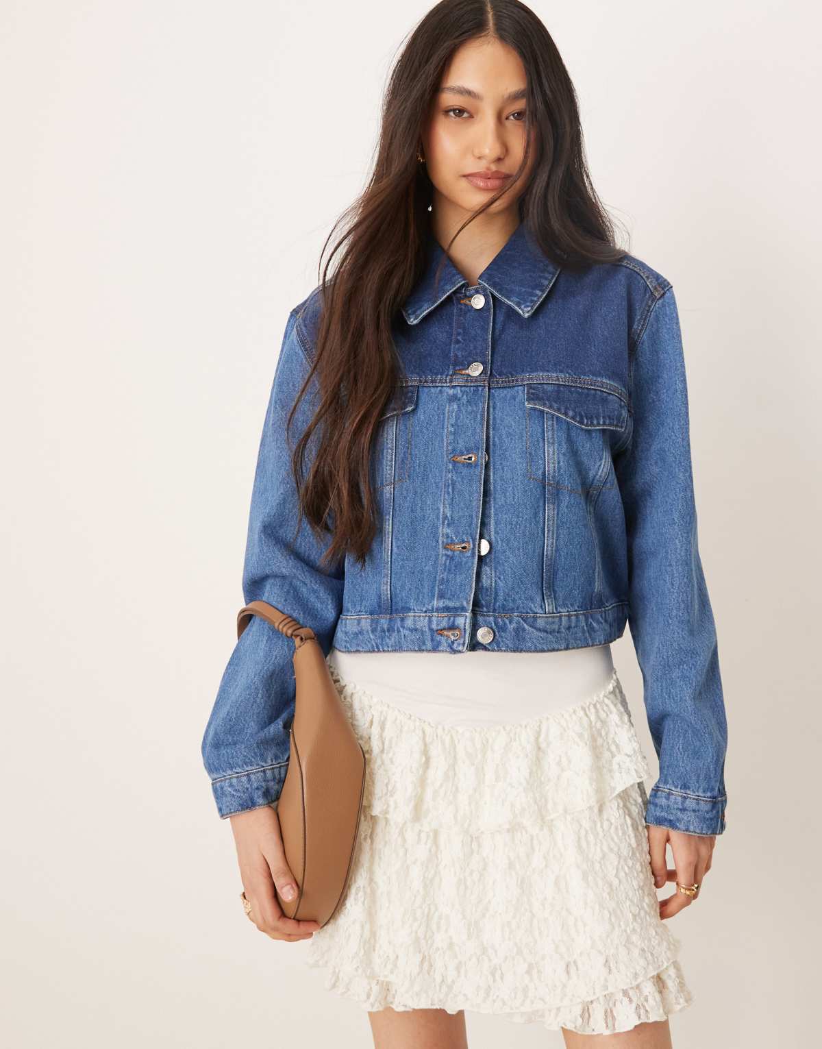 ASOS DESIGN cropped western jacket with two-tone panels