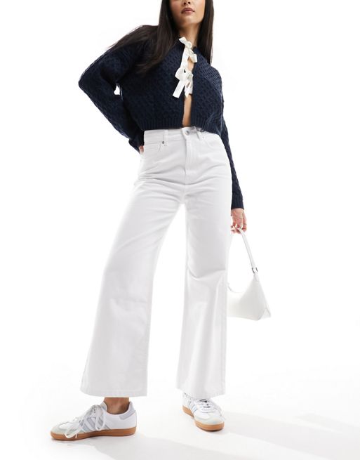 FhyzicsShops DESIGN cropped wide jeans in white