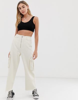 off white wide leg jeans