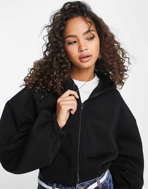 Zip Through Cropped Hoodie