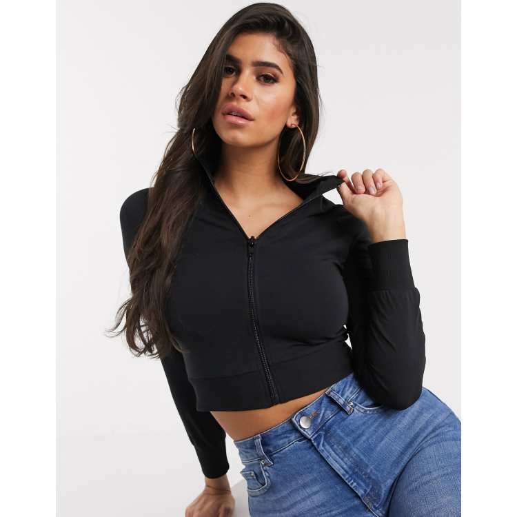 Crop top Zip UP - black 