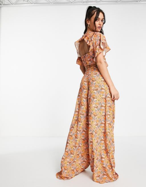 ASOS DESIGN - Croptop med flagermusærmer, binding foran og blomstermønster, 2 af 4