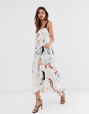 abstract print maxi dress