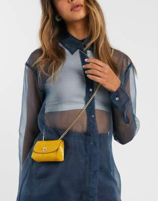 фото Asos design cross body bag in bright yellow oversized croc-желтый