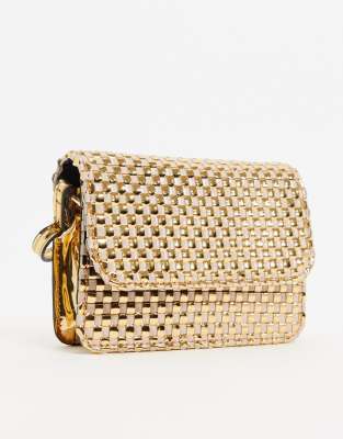 gold woven bag