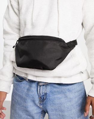 ASOS DESIGN cross body bum bag in black nylon with contrast pullers - ASOS Price Checker